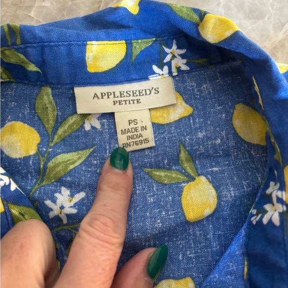 Vintage Appleseed’s Lemon Print Shirt Dress | Petite Small - Picture 3 of 3
